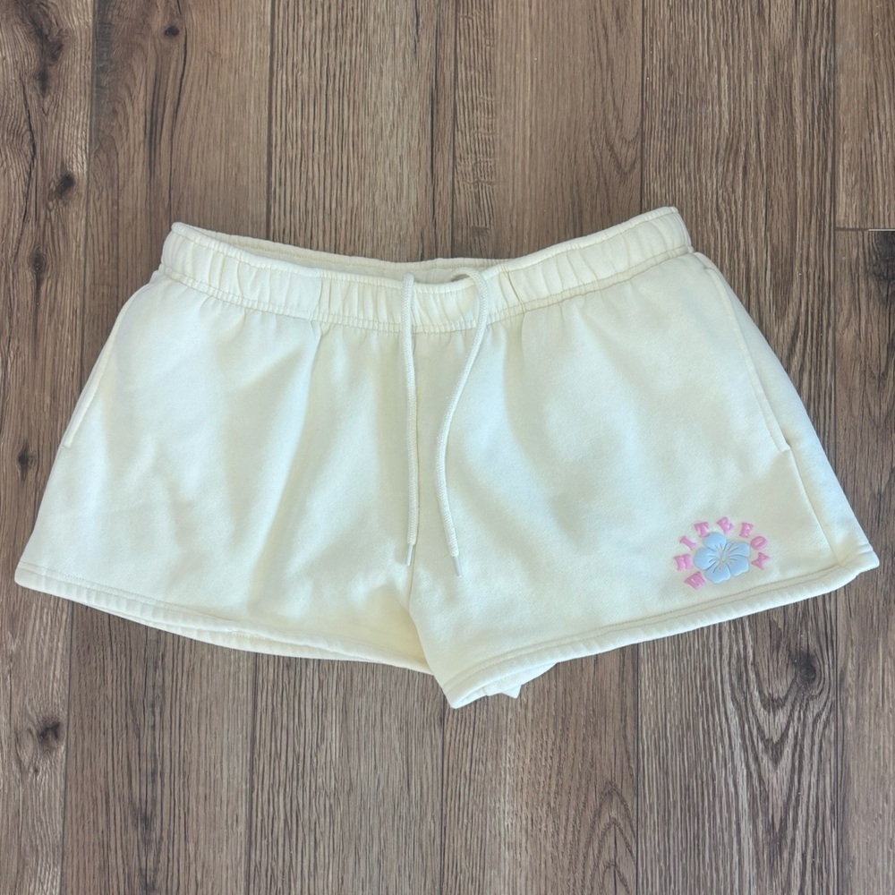 White Fox Womens Light Yellow Sweat Lounge Shorts Size Large